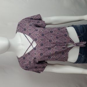 M.U.D.D PURPLE V-Neck Tied Blouse